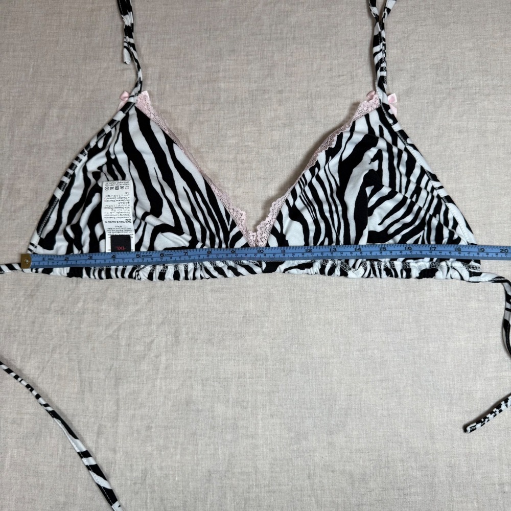 Romwe Zebra Halter Skirt Set Womens 1XL Pink NEW Y2K Ruffle Lace Trim - Picture 7 of 9